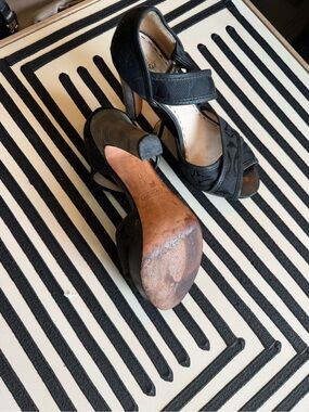 Coach Black Peep-Toe Strappy High Heels